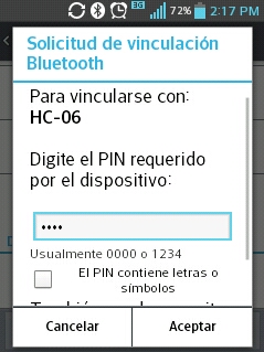 Vincular celular y HC-06